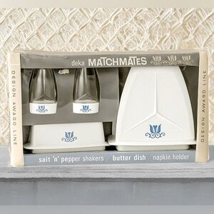 Vintage 60s DEKA MATCHMATES Cornflower Blue Kitchen Gift Set Original Packaging